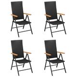 Suzicca Patio Chairs 4 pcs Poly Rattan Black