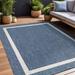 Beverly Rug Indoor/Outdoor Area Rugs Bordered Patio Porch Garden Carpet Blue and White 5 x7