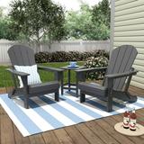 Polytrends Laguna Hdpe All Weather Outdoor Patio Foldable Adirondack Chairs With Side Table (3-Piece Set) Gray