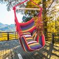 Large Hammock Chair Swing Relax Hanging Rope Swing Chair with Two Seat Cushions & Carry Bag Cotton Hammock Chair Swing Seat for Yard Bedroom Patio Porch Indoor Outdoor B612