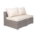 Outdoor Patio Rattan Wicker Armless Sofa with Cushions (Set of 2) Gray/Ivory