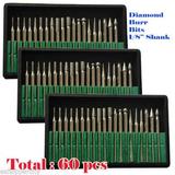 MTP ? 60 Pcs Diamond Burr Bits For Dremel Craftsman Rotary Tool 1/8 Shanks w/ Box Tip for Dremel Craftsman Milwaukee Rotary Tool Free Storage Box Jewelry Stone Hobby