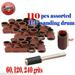 MTP Â®110+1 pc Assorted Grits with 1/4 Rubber Mandrel Rotary Tool Sanding Drum 1/4 x 1/2 For Dremel Foredom 1/8 Craftsman (60/120/240 Grits) Abrasive