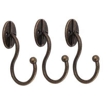 Household Metal Vintage Style Wall Mounted Single Hook Hangers 3 Pcs - Bronze Tone - 3.2" x 0.9"(L*W)