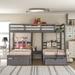 AOOLIVE Grey Full Over Double Twin Storage Bunk Bed with Drawers