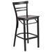 Two-Slat Ladder Back Metal Restaurant Barstool - 17"W x 19"D x 41.75"H - 17"W x 19"D x 41.75"H