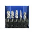 TEMO 5 pc Set NF Aluminum Cut Carbide Rotary Burr File 1/2 Inch (12.7 mm) and 3/8 Inch Head 1/4 Inch (6.35 mm) Diameter 2 Inch (50.8 mm) Long Shank