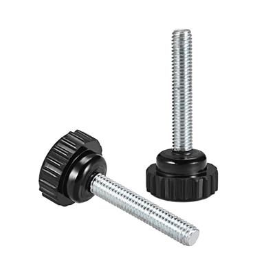 M6 x 40mm Male Thread Knurled Clamping Knobs Grip Thumb Screw on Type 2 Pcs - Black,Silver Tone