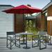Davee Furniture 9 Ft Red Patio Umbrella with Base Included