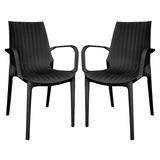 LeisureMod Kent Outdoor Stackable Dining Arm Chair, Set of 2