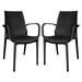 LeisureMod Kent Outdoor Stackable Dining Arm Chair, Set of 2