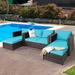 Gymax 5PCS Outdoor Patio Rattan Conversation Sofa Furniture Set w/ - 50'' x 30.5'' x 29''