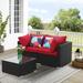 Zenova 7/3 Pieces Outdoor Patio Rattan Wicker Sectional Sofa Sets With Pillows And Cushions