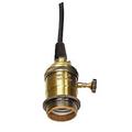 Satco Cast Brass On/Off Socket with SVT Black Wire Antique Brass