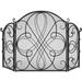 Best Choice Products 3-Panel 55x33in Wrought Iron Fireplace Safety Screen Decorative Scroll Spark Guard Cover - Black