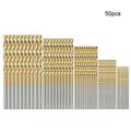 MABOTO 50pcs HSS Plating Titanium Drill Bit Set Metric System 1.0-3.0mm High Speed Steel Titanium Coated Drills Bits Woodworking Wood Drilling Tool