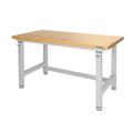 Seville Classics UltraHDÂ® Height Adjustable 4-Foot Heavy-Duty Wood Top Workbench 48 W x 24 D x (28 to 41.5 H) Granite Gray