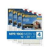 Filtrete 16x20x1 Air Filter MPR 1900 MERV 13 Ultimate Allergen Reduction 4 Filters