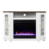 SEI Furniture Dilvon Wood Color Changing Fireplace with Storage in White