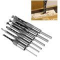 WALFRONT 6Pcs Square-hole Saw Auger Drill Bit Mortising Chisel Woodworking Tool Square-hole drill Chisel Drill