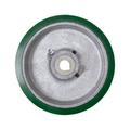 8 x 2 Green Polyurethane Tread on Cast Iron Keyed Drive Wheel - 5/8 Plain Bore with two 1/4 Set Screws - Service Caster Brand