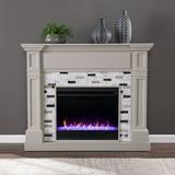 SEI Furniture Birkover Color Changing Electric Fireplace with Marble Surround 48 x 40 Freestanding Indoor Color Changing Fireplaces