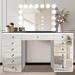 Everly Quinn Hollywood Vanity Set w/ Mirror Wood in Black | 36 H x 60 W x 24 D in | Wayfair 208D74B34F594C798CC4449447805088