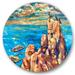 East Urban Home Cliffs By The Ocean I - Nautical & Coastal Metal Circle Wall Art Metal in Blue | 11 H x 11 W x 1 D in | Wayfair