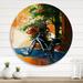 East Urban Home Vintage Bicycle & Old Hat On Summer Day - Vintage Metal Circle Wall Art Metal in Green | 23 H x 23 W x 1 D in | Wayfair