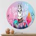 East Urban Home I Love You A Lot Llama Alpaca Cartoon - Children's Art Metal Circle Wall Art Metal in Pink | 23 H x 23 W x 1 D in | Wayfair