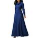 Sexy Dance Empire Waist Dress for Women Flowy Party Maxi Dress Oversize Long Sleeve A Line Swing Tunic Dresses for Lady Funnel Neck Warm Soft Cozy