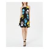 BAR III Womens Black Floral Sleeveless Halter Above The Knee Ruffled Dress Size XXS