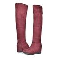 Dream Pairs Women's Over The Knee Thigh High Stretch Boots Shoes Leggy Wine Size 10