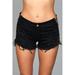 Be Wicked J5BK L Female Looped in Distressed Shorts, Black - Large