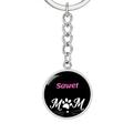 Cat Lover Keychain Gift Sawet Cat Mom Keychain Stainless Steel Or 18k Gold Circle Pendant