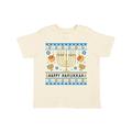 Inktastic Happy Hanukkah Sweater Style Design with Menorah and Dreidel Toddler Short Sleeve T-Shirt Unisex Natural 2T