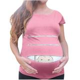 ClodeEU Maternity Cute Baby Pattern Print Short Sleeve Casual T-Shirt Pregnant tops