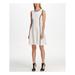 DKNY Womens Ivory Sleeveless Jewel Neck Below The Knee Shift Dress Size 12