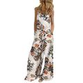 S-5XL Floral Print Jumpsuit for Women Summer Sleeveless Loose Wide Leg Long Rompers Palazzo Overalls