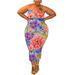 Colisha Sexy Casual Bodycon Tube Top Dress with Floral Printing for Women Lady Strapless Club Party Midi Slim Fit Dress