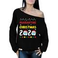 Christmas 2020 Sweatshirt Santa Sweater Christmas Sweater for Her Santa Claus Off Shoulder Sweatshirt for Women Merry Xmas Gifts Happy Holidays Sweater Xmas 2020 Top Funny Santa Sweatshirt