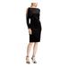 RALPH LAUREN Womens Black Glitter Long Sleeve Jewel Neck Knee Length Sheath Cocktail Dress Size 8