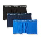 Calvin Klein Men's Cotton Stretch Multipack Low Rise Trunks, Black/Blue Shado...