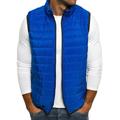 Mens Winter Outerwear Vest Cotton Padded Stand Collar Solid Color Zipper Front with Zip Pockets Jacket Waistcoat