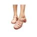 Colisha Women's Transparent Black Hollow Sandals Round Toe Block Heels Casual Shoes Summer
