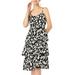 Allegra K Junior's Leopard Printed Elastic Waist Layered Ruffled Dress