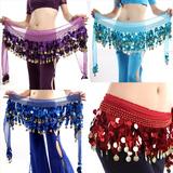 SUPERHOMUSE Sexy Chiffon Belly Dance Hip Scarf 58 Coins Sequin Waistband Belt Skirt Hip Wrap