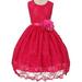 Dreamer PePi Floral Lace Bead Ribbon Easter Party Birthday Little Girls' Flower Girl Dress Fuchsia 4 (C03B38)