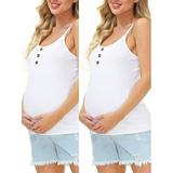 JustVH Womens Maternity Basic Camisole Tanks Sleeveless Tank Tops 2PCS