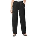 Woman Within Women's Plus Size Tall Elastic-Waist Cotton Straight Leg Pant